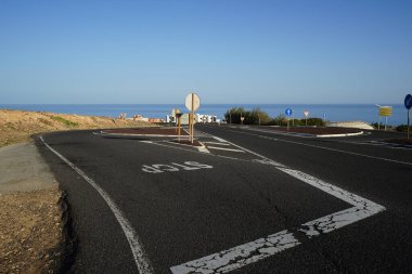 Esquinzo, Fuerteventura, Las Palmas, İspanya 'daki Atlantik Okyanusu manzarası.