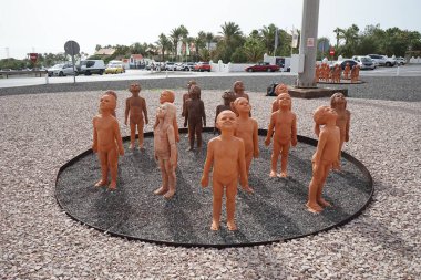 Morro Jable, Fuerteventura, İspanya - 25 Ekim 2022: Heykel Grubu 
