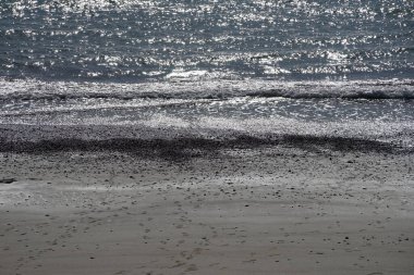 Matas de Matas Blancas plajından Matas Bay 'deki Atlantik Okyanusu manzarası. Costa Calma, Fuerteventura, Las Palmas, Kanarya Adaları, İspanya.