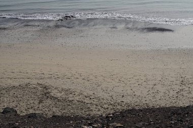 Matas de Matas Blancas plajından Matas Bay 'deki Atlantik Okyanusu manzarası. Costa Calma, Fuerteventura, Las Palmas, Kanarya Adaları, İspanya.