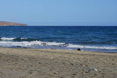 Matas de Matas Blancas plajından Matas Bay 'deki Atlantik Okyanusu manzarası. Costa Calma, Fuerteventura, Las Palmas, Kanarya Adaları, İspanya.