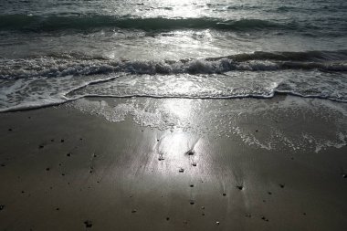 Matas de Matas Blancas plajından Matas Bay 'deki Atlantik Okyanusu manzarası. Costa Calma, Fuerteventura, Las Palmas, Kanarya Adaları, İspanya. 