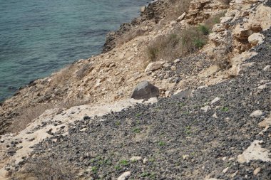 Sonbaharda Costa Calma 'daki Atlantik Okyanusu manzarası. Costa Calma, Kanarya 'nın Fuerteventura adasında bir tatil beldesi. Las Palmas, Kanarya Adaları, İspanya. 