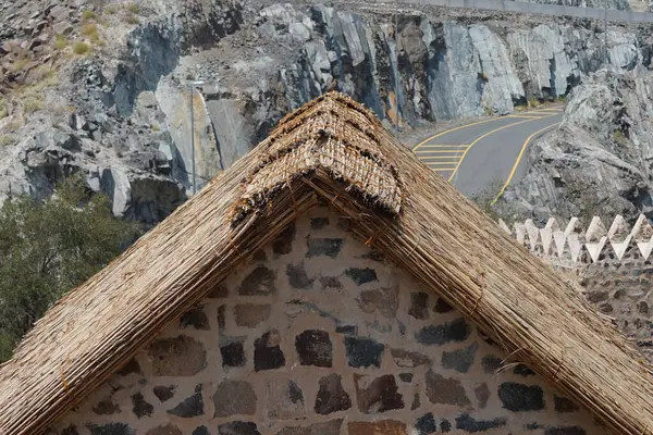 Tristis ve Spilopelia senegalensis kuşları eski Najd Al Miqsar köyü civarında yaşarlar. The Common Myna, Acridotheres tristis. Wadi Wshee, Sharjah, BAE.                         