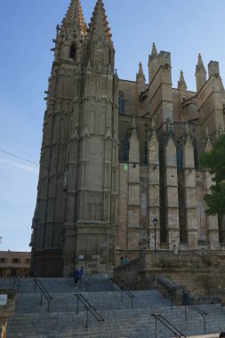 Palma, Mallorca, İspanya - 12 Eylül 2023: Palma 'nın Santa Maria Katedrali, Palma' da bulunan Gotik Katolik katedrali..                                