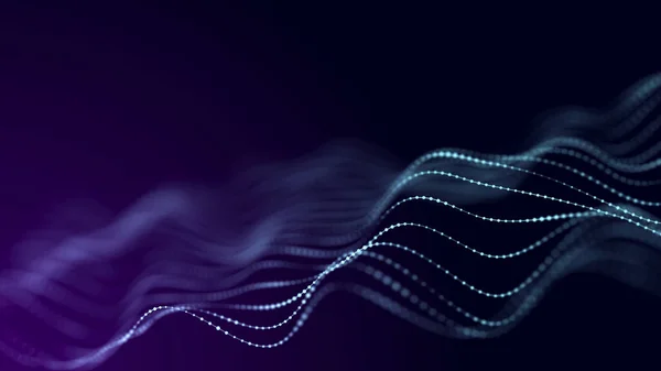 Абстрактный Неоновый Волновой Фон Фиолетовых Синих Тонах Визуализация Компьютерной Виртуальной — стоковое фото