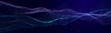 Mor ve mavi tonlarda soyut neon dalga arkaplanı. Bilgisayar sanal gerçekliğinin görselleştirilmesi.
