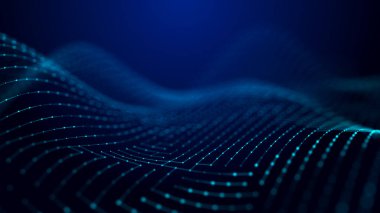 Noktalar ve dokuma çizgileri. Soyut arkaplan. Ağ bağlantısı yapısı. Üç Boyut