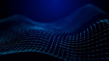 Noktalar ve dokuma çizgileri. Soyut arkaplan. Ağ bağlantısı yapısı. Üç Boyut