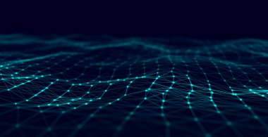 Soyut dijital arkaplan. Ağ bağlantısı yapısı. Büyük veri. Fütürist soyut dalga.