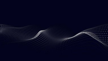 Mavi arka planda vektör fütüristik dalga. Dijital teknolojiler. Büyük veri.