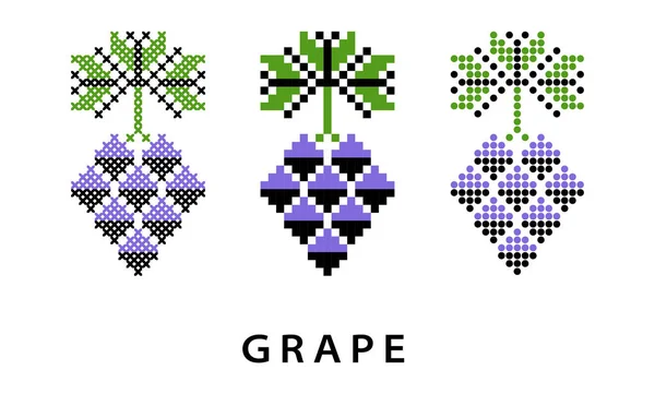 Grapes Bunch Isolated Vector Icon Sign Logo Illustration Grapes Bunch — стоковый вектор