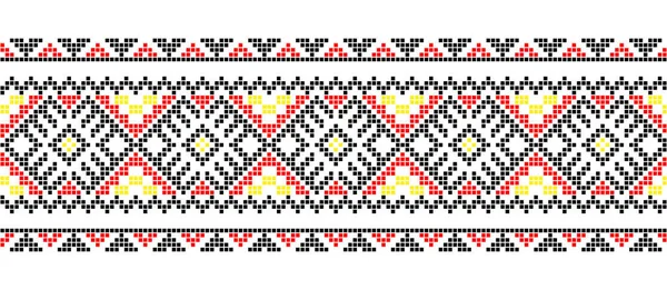 Ukrainska Mosaik Pixel Konst Mönster Kakel Gräns Ukrainska Mosaik Vektor — Stock vektor