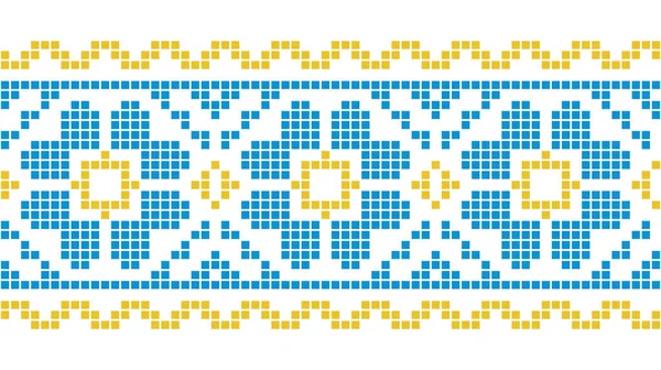 Ukrajinská Mozaika Obrazový Obrazový Vzor Dlaždice Květinové Ornament Žlutých Modrých — Stockový vektor
