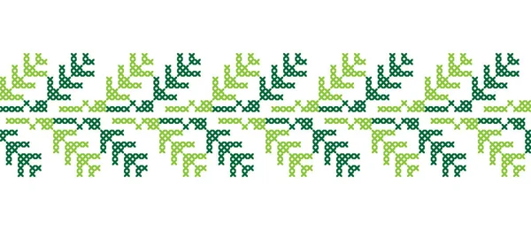 Ukrajinské Tradiční Zelené Listy Vzor Vektorová Ozdoba Rámeček Vzor Lidové — Stockový vektor