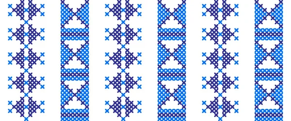 乌克兰蓝色现代十字绣图案 乌克兰人 纺织品图案 — 图库矢量图片