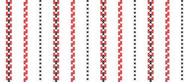 Ukrainian modern striped pattern. Vector seamless pattern for textile, fabric, cloth. Modern ukrainian folk, ethnic ornament in red and black. Pixel art, vyshyvanka, cross stitch. clipart