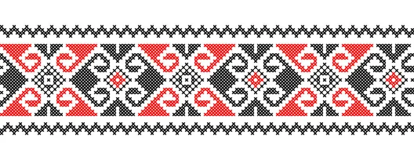 Ukrainian Vector Ornament Border Pattern Ukrainian Traditional Geometric Embroidery Ornament — Vector de stock