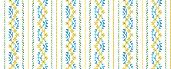 Ukraiński Wektor Bezszwowy Wzór Mody Dekoracja Kolorze Niebieskim Żółtym Ukraińskie — Wektor stockowy
