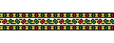 Ukrayna rengarenk işlemeli vektör deseni. Karpatya Lemky süsü. Piksel sanatı, vyshyvanka, çapraz dikiş. Ukrayna halkı, etnik sınır düzeni, kumaş baskısı tekstili.