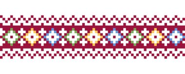Ukrayna renkli nakış taşıyıcı süsü, sınır, desen. Piksel sanatı, çapraz dikiş.