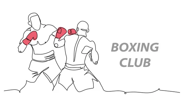 ボクシング男性ベクターイラスト 赤い手袋のボクシング男性の1つの連続的なラインアート図 — ストックベクタ