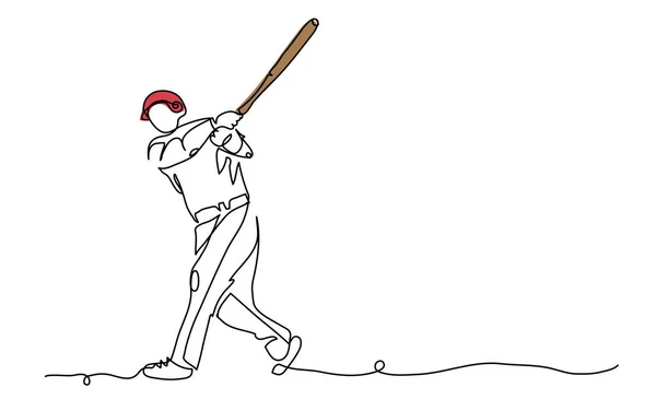 野球選手はバットでボールを打つ 野球ヒットの連続的なラインアート図 — ストックベクタ