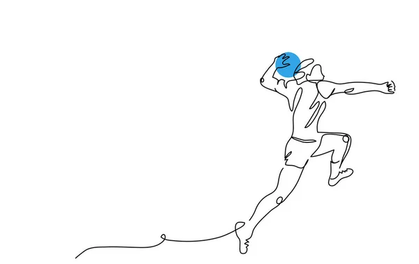 Χάντμπολ Ρίχνει Την Μπάλα Ένα Συνεχές Σχέδιο Τέχνης Γραμμή Του — Διανυσματικό Αρχείο