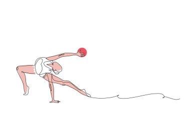 Ritmik jimnastik. Taşaklı kadın. Düzenli bir ritmik jimnastik çizimi.