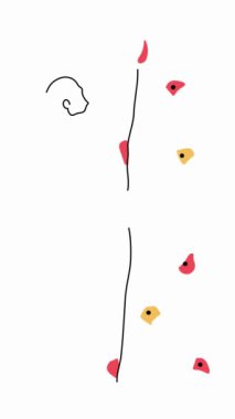 Spor tırmanışı, kendini çizme çizgisi animasyonu. Bir tane sürekli çizim, duvar tırmanışı sporunun animasyonlu çizimi..