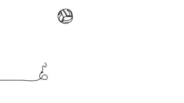 Voleybol oyuncusu animasyon, arka plan, afiş. Bir sürekli çizim çizimi animasyonu, voleybol oyuncusunun görüntüsü.