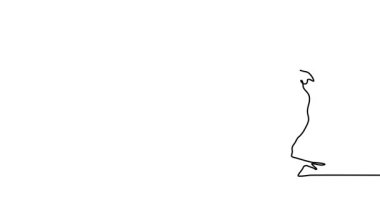 Tavuk ya da tavuk tek çizgi animasyonu. Aralıksız bir çizim çizgisi animasyonu, arka arkaya yumurtalı tavuk görüntüsü..