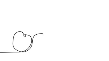 Kiraz rengi tek çizgi animasyon. Bir sürekli kendini çizme çizgisi animasyonu, kiraz görüntüsü.