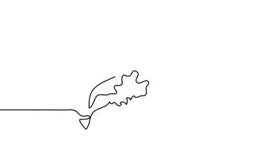 Marul, yeşil yapraklar, bir sürü salata tek çizgi animasyon. Bir sürekli çizim çizimi animasyonu, marul görüntüsü.