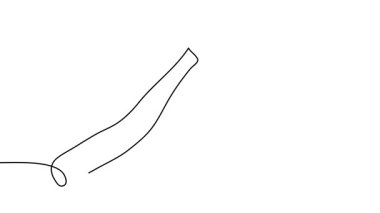 Pırasa, taze soğan sapı tek çizgi animasyon. Bir sürekli çizim çizimi animasyonu, pırasa görüntüsü.