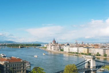 Building of Hungarian parliament and Danube river, Budapest, Hungary. clipart