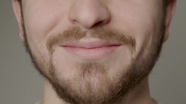 Close Beautiful Teeth Natural Healthy Teeth Man Wide Beautiful Smile — Stok video