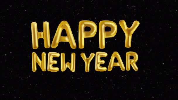 Новым Годом Золотые Шары Фольги Черном Фоне Звездное Небо Концепция — стоковое видео