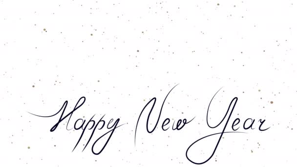 Karta Uroczystości Szczęśliwego Nowego Roku Cienko Napisane Kolorze Czarnym Białym — Wideo stockowe