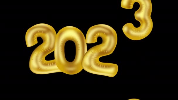 Números 2023 Transformam Nas Velas 2024 Balões Folha Ouro Fundo — Vídeo de Stock