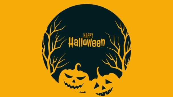 Halloween Poster Happy Halloween Concept Halloween Lantern Shaped Pumpkins Tree — Stock Video