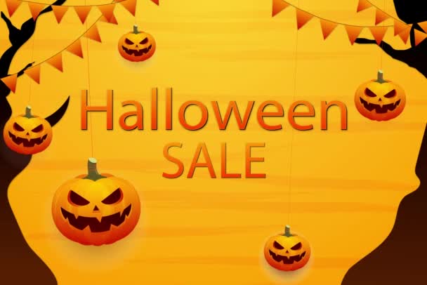 Plakat Halloween Wyprzedaż Halloween Zniżki Koncepcja Halloween Dynie Kształcie Latarni — Wideo stockowe