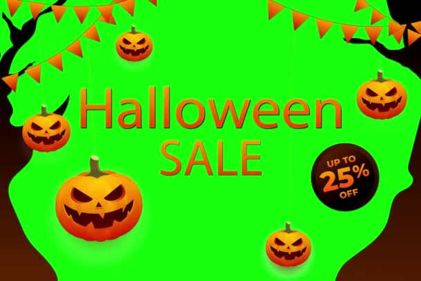 Halloween Sale Twenty Discount Halloween Concept Lantern Shaped Pumpkins Animation — Stock Video