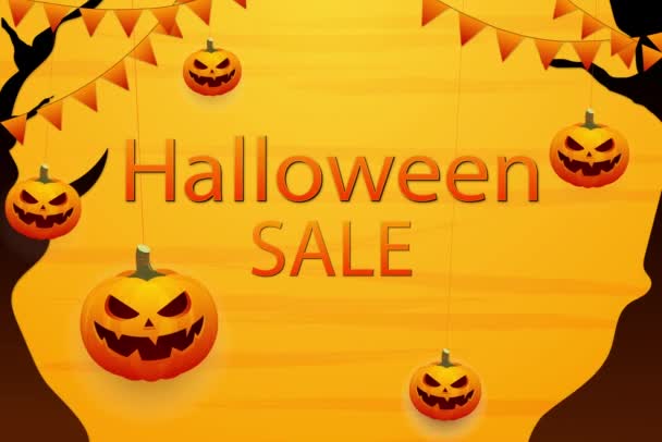Plakat Halloween Wyprzedaż Halloween Dyskontów Koncepcja Halloween Dynie Kształcie Latarni — Wideo stockowe