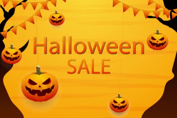 Halloween Vásár Halloween Plakát Kedvezmény Fogantatás Halloweenre Lámpás Alakú Sütőtök — Stock videók