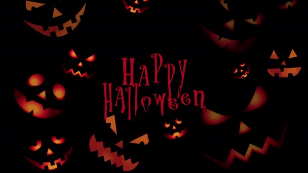 Halloween Fundo Ilustração Com Textos Saudação Lanterna Abóboras Silhuetas — Vídeo de Stock