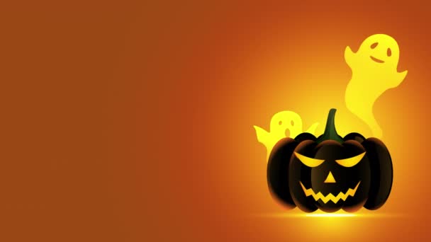 Feliz Banner Halloween Promoção Venda Fundo Convite Festa Com Abóboras — Vídeo de Stock