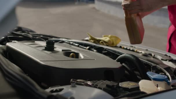 Engaged Repair Broken Automobile Mechanic Demonstrates Proficiency Car Maintenance Cars — Stock Video