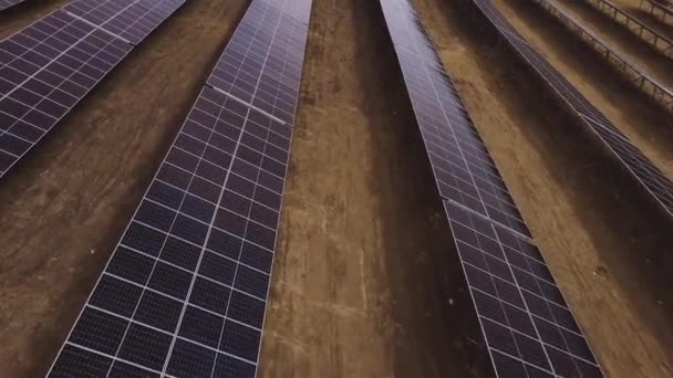 Solar Panels Alternative Energy Sources Power Sustainable Technology Aerial View — Stock Video