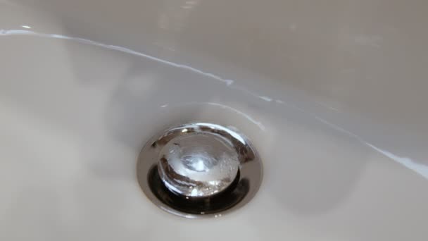 Clear Water Pours Drain Sink Personal Hygiene Bathroom Cleanliness Transparent Royalty Free Stock Video